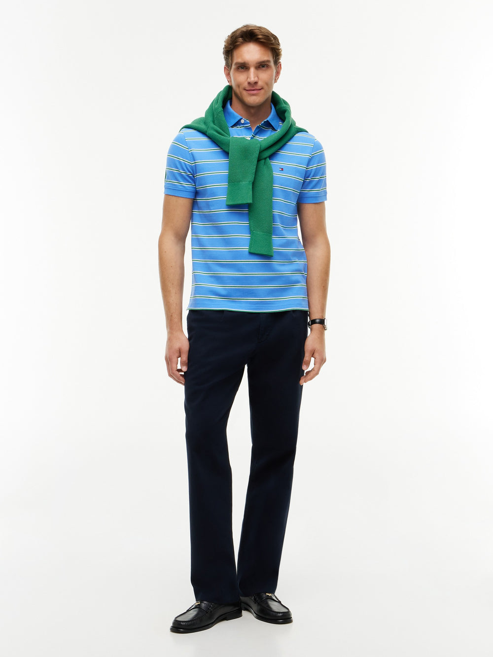 Regular Fit Striped Pique Polo