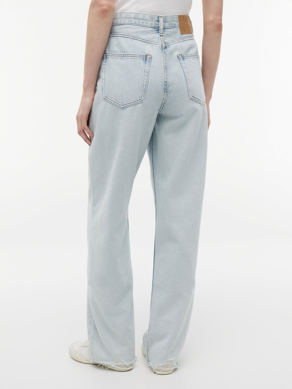 High Rise Light Wash Slim Straight Jeans