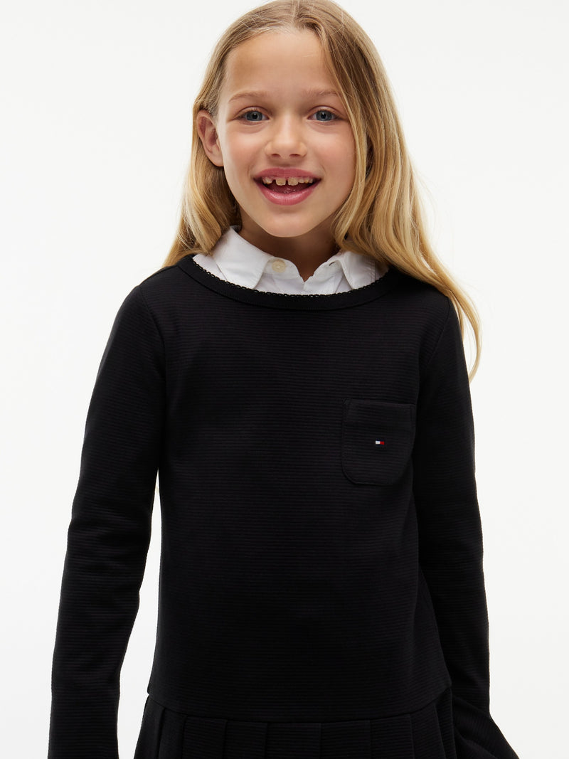 Kids Long-Sleeve Solid Knit Skater Dress