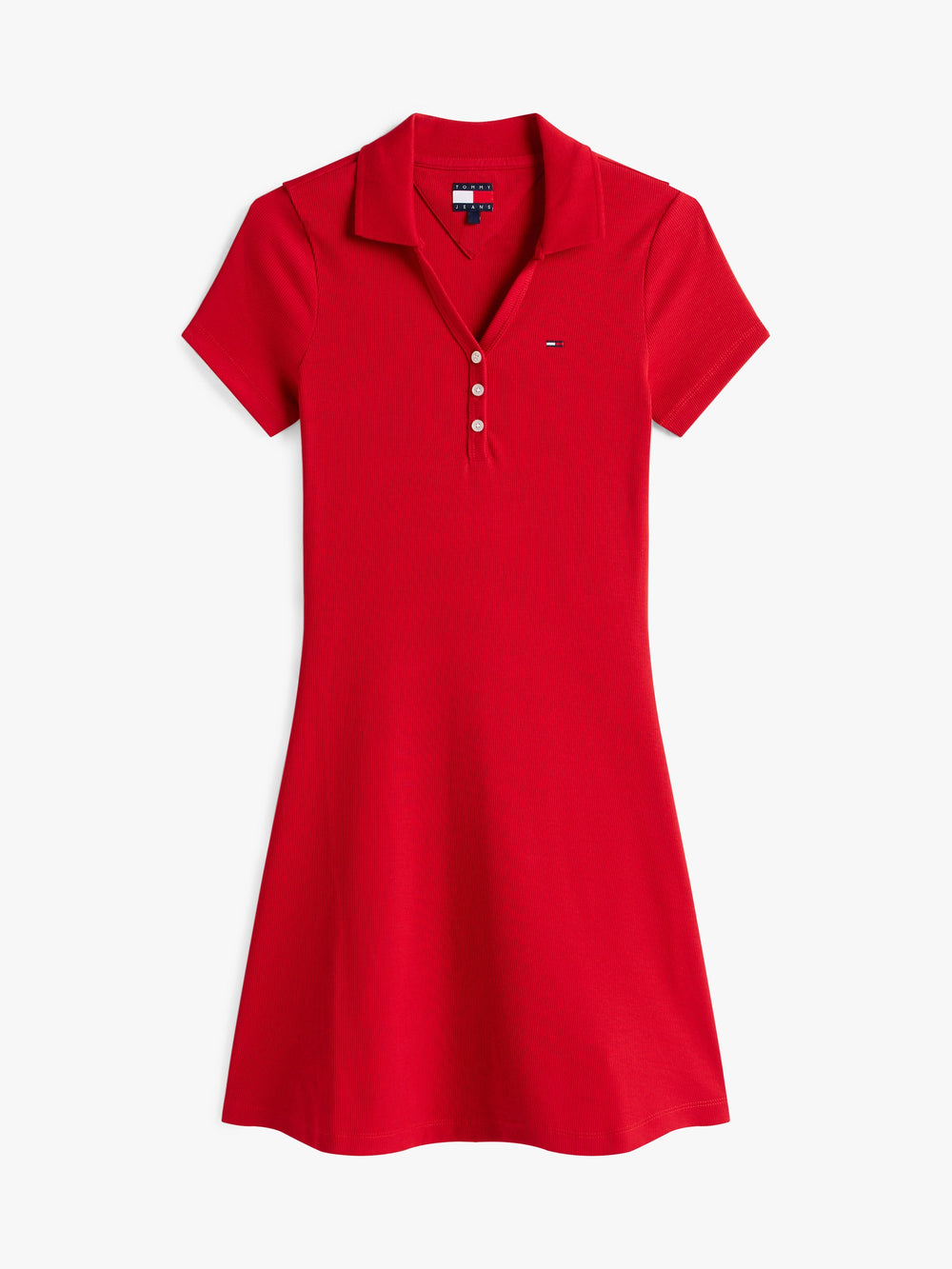 Half Sleeve Solid Ribbed Polo Dress Dress