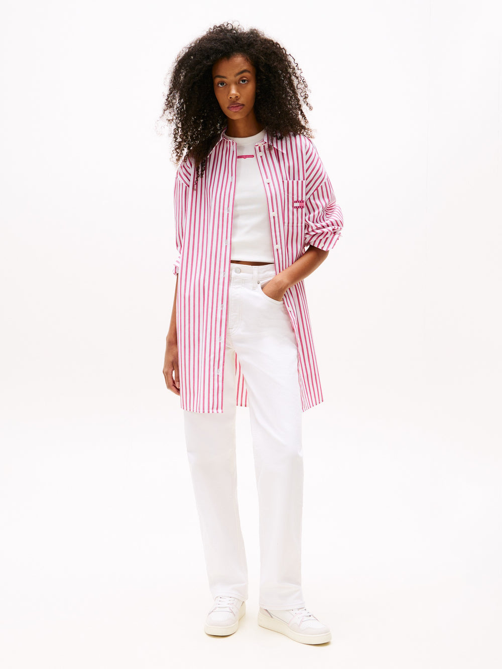 Full Sleeve Stripe Poplin Shift Dress