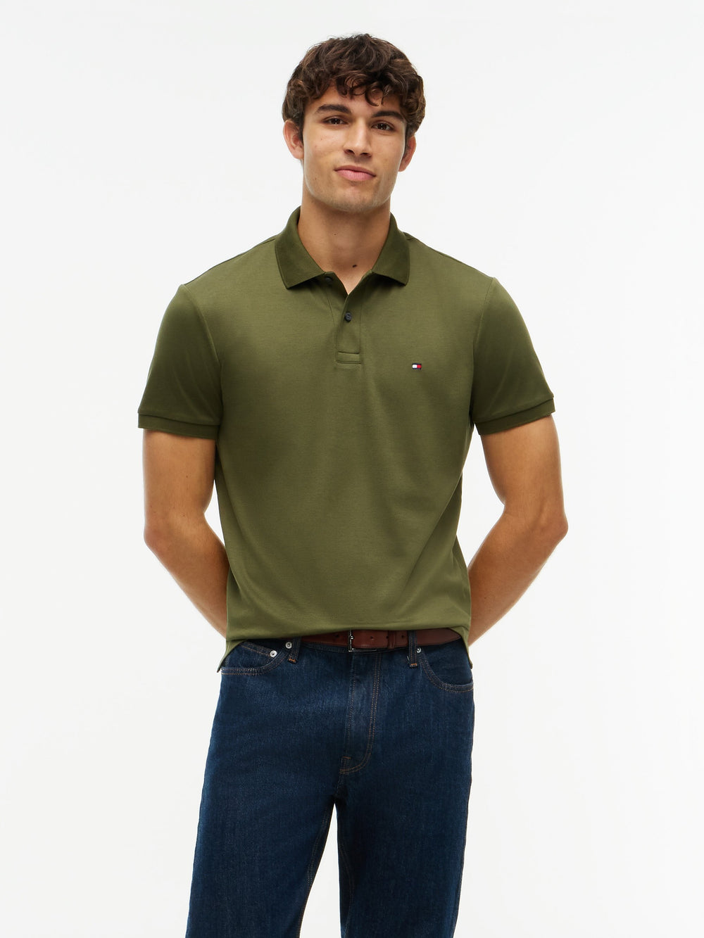 Regular Fit Solid Liquid Cotton Polo