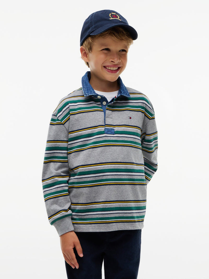 Kids Long-Sleeve Stripe Polo