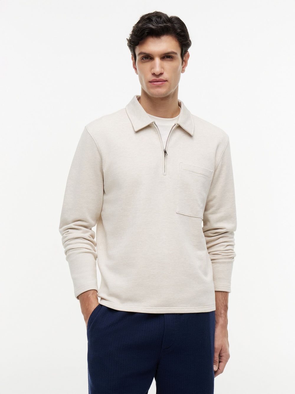 Regular Fit Terry Quarter Zip Sweatshirt
