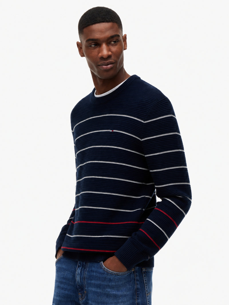 Slim Fit Stripe Loose Knit Pullover
