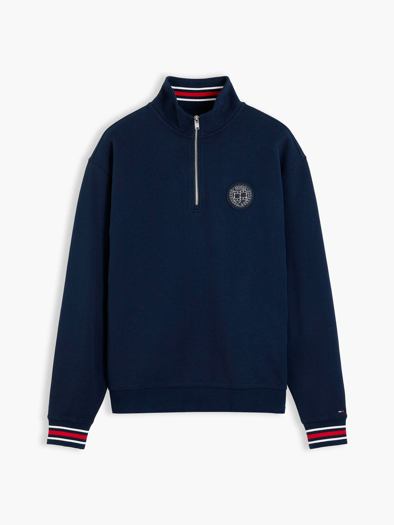 Relaxed Fit Peached Terry Quarter Zip Sweatshirt