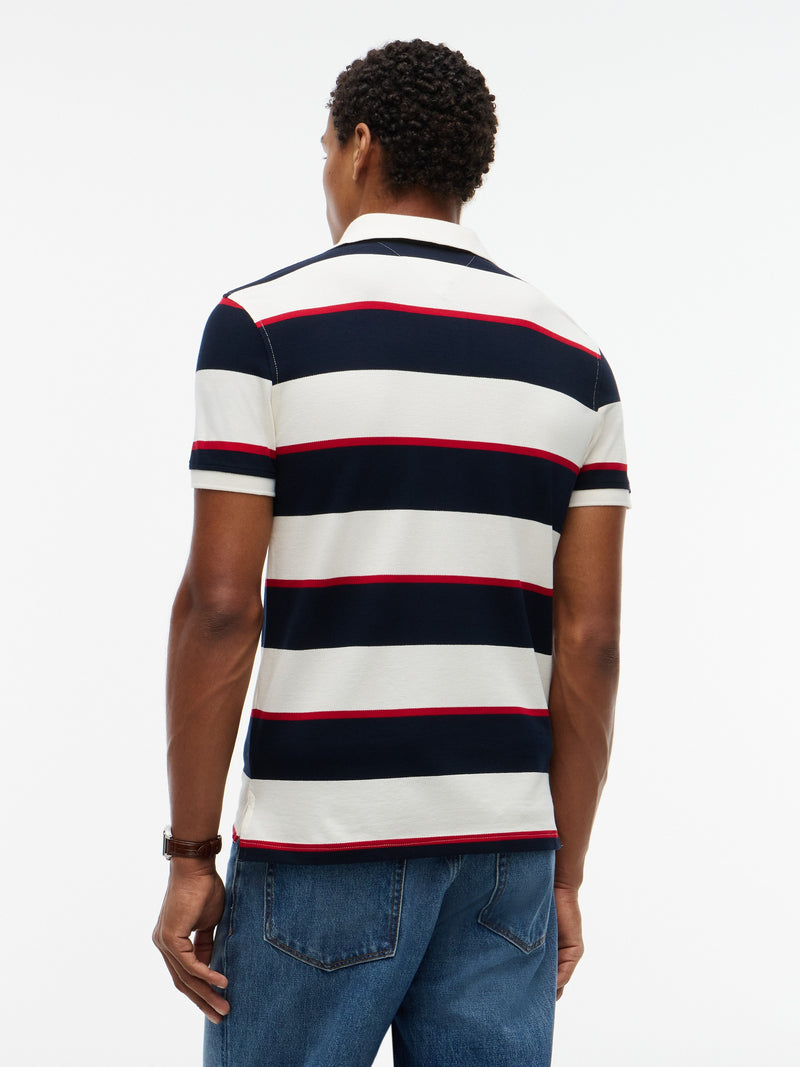 Slim Fit Striped Pique Polo