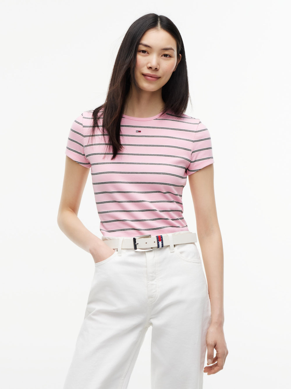 Stripe Slim Fit Half Sleeve Ribbed T-Shirt
