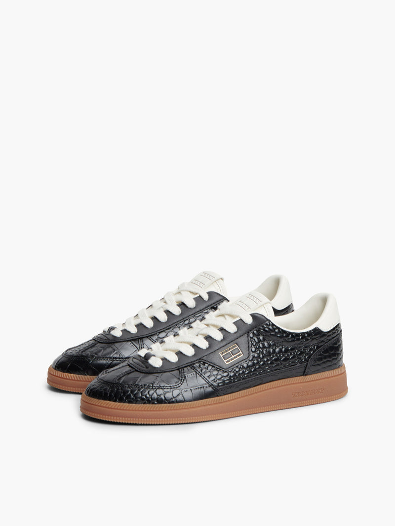 Women Croco Embossed Low Profile Sneaker