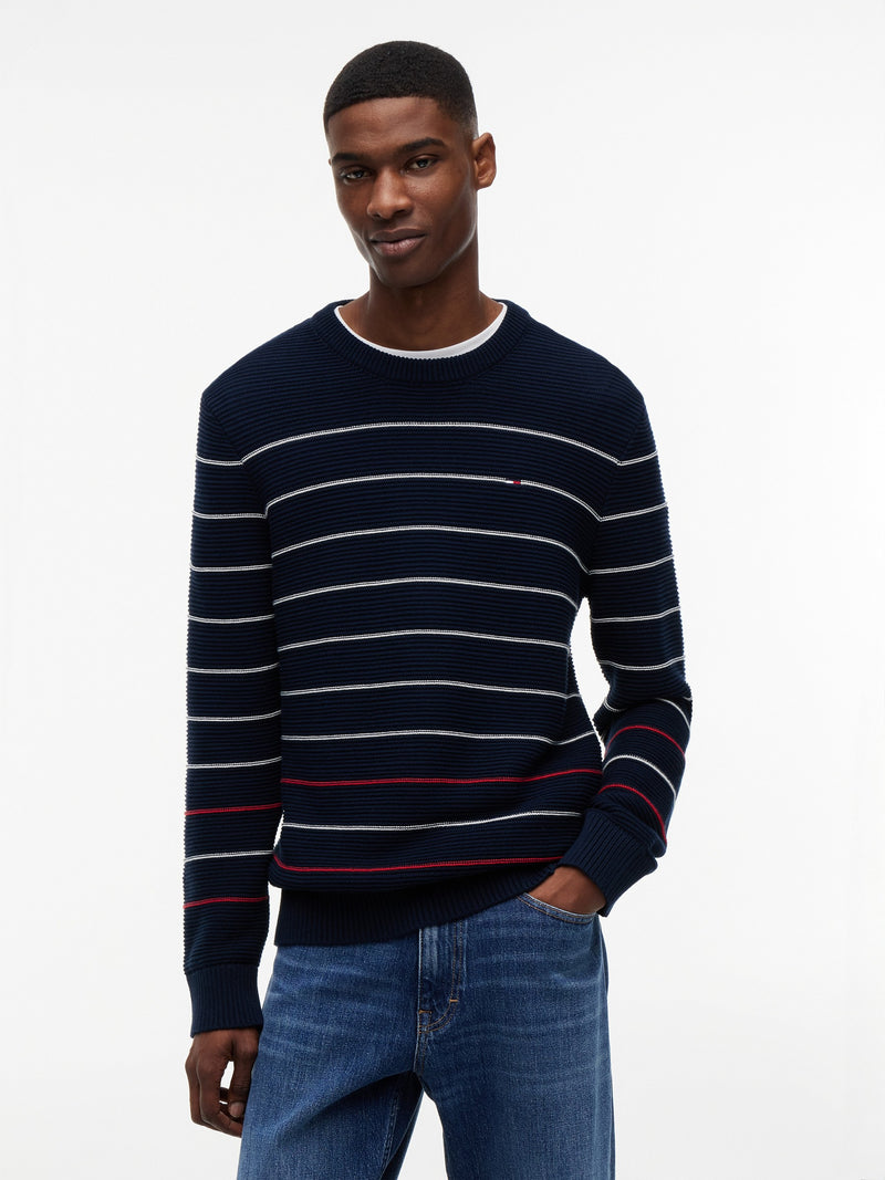 Slim Fit Stripe Loose Knit Pullover