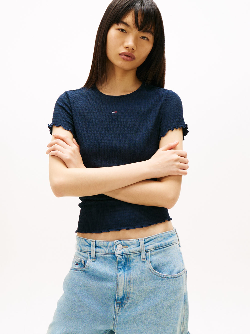 Solid Slim Fit Half Sleeve Seersucker T-Shirt