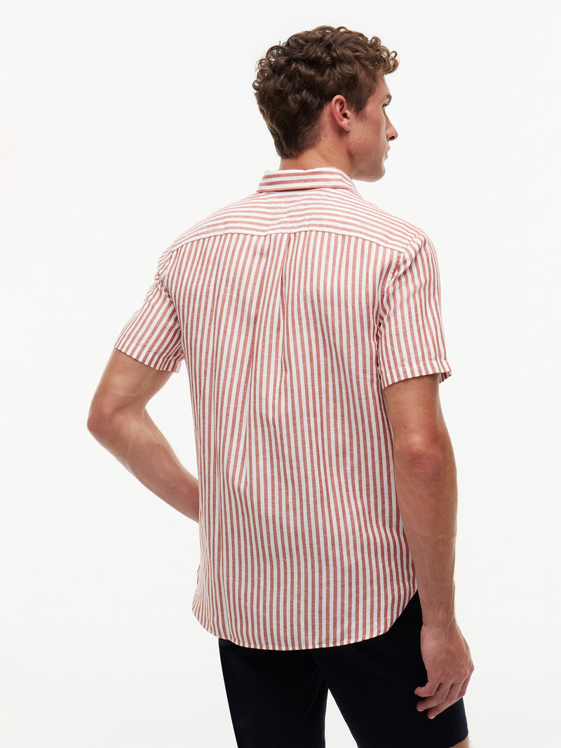 Regular Fit Stripe Ctn Linen Shirt