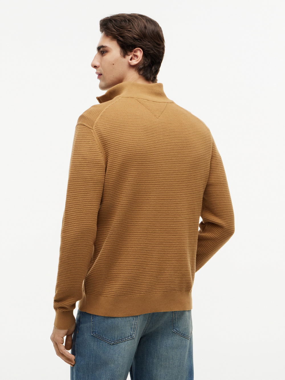 1/4 Zip Textured Solid Sweater