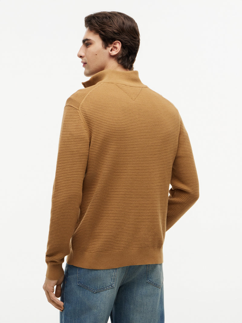 1/4 Zip Textured Solid Sweater