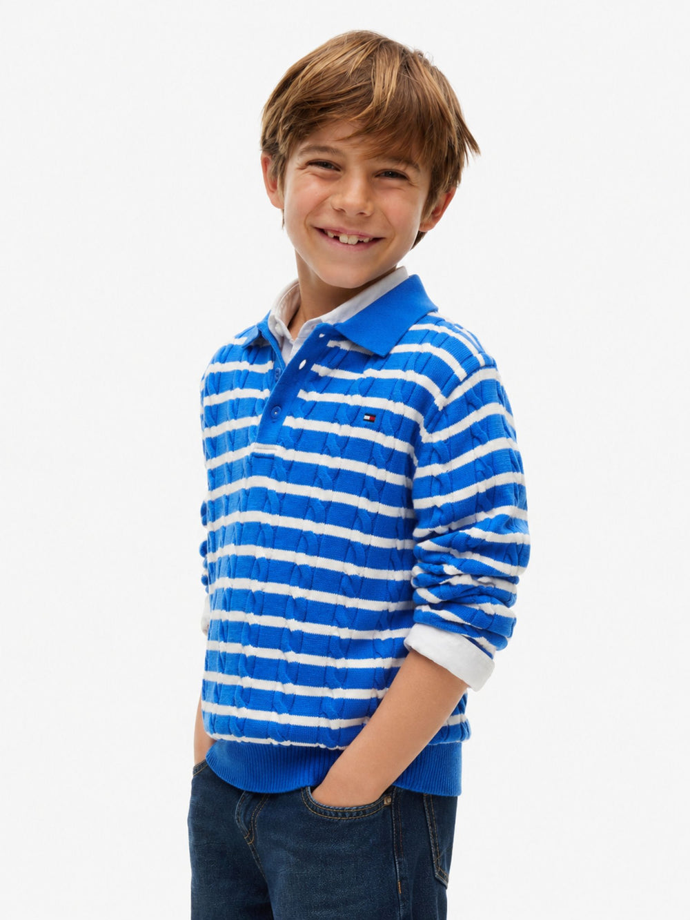 Kids Cable Knit Sweater Polo