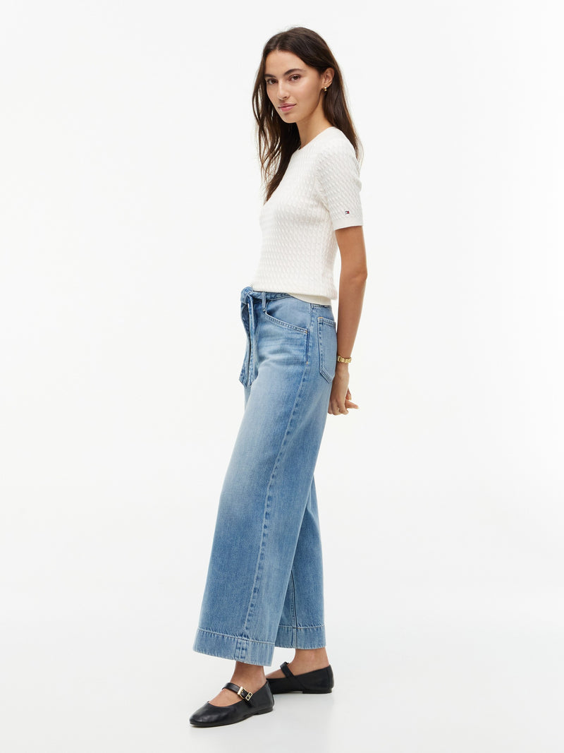 High Rise Light Wash Wide Jeans