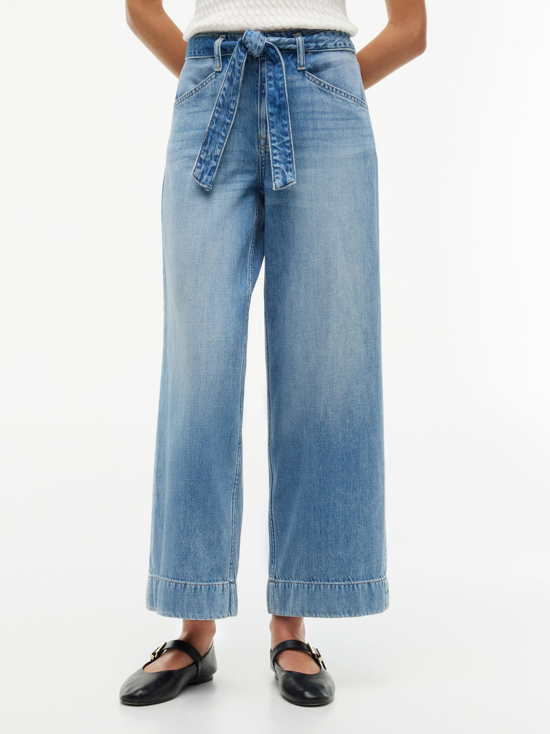 High Rise Light Wash Wide Jeans
