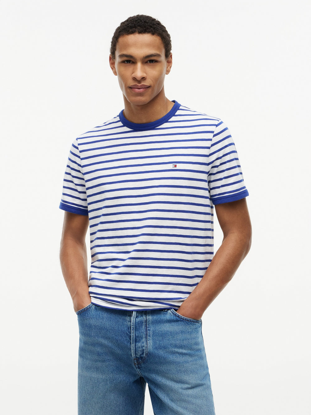 Regular Fit Striped Slub Jersey Tshirt