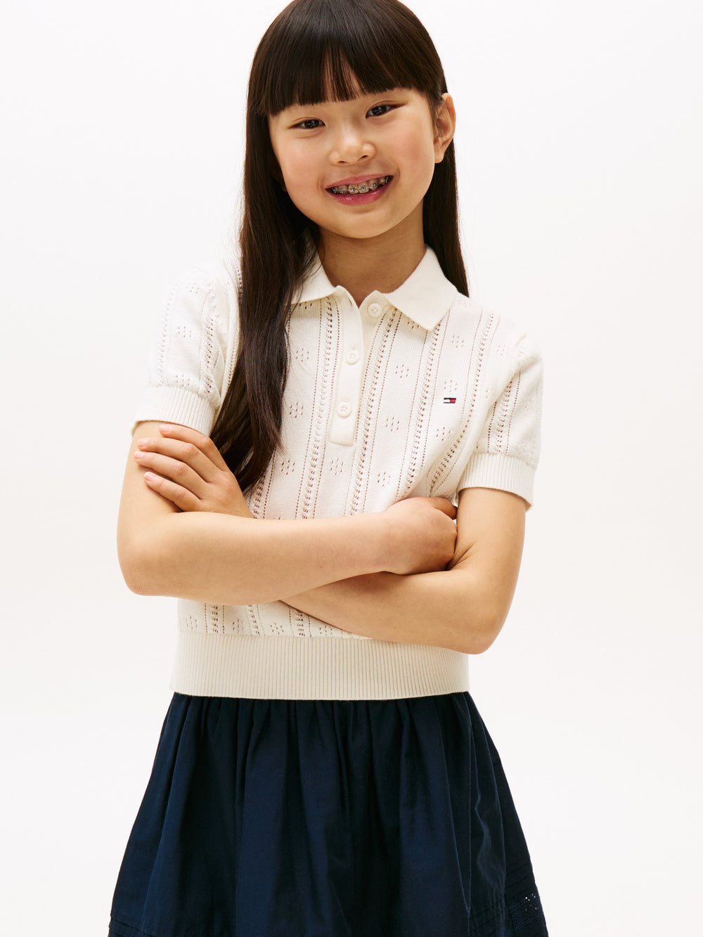 Kids Pointelle Polo Sweater