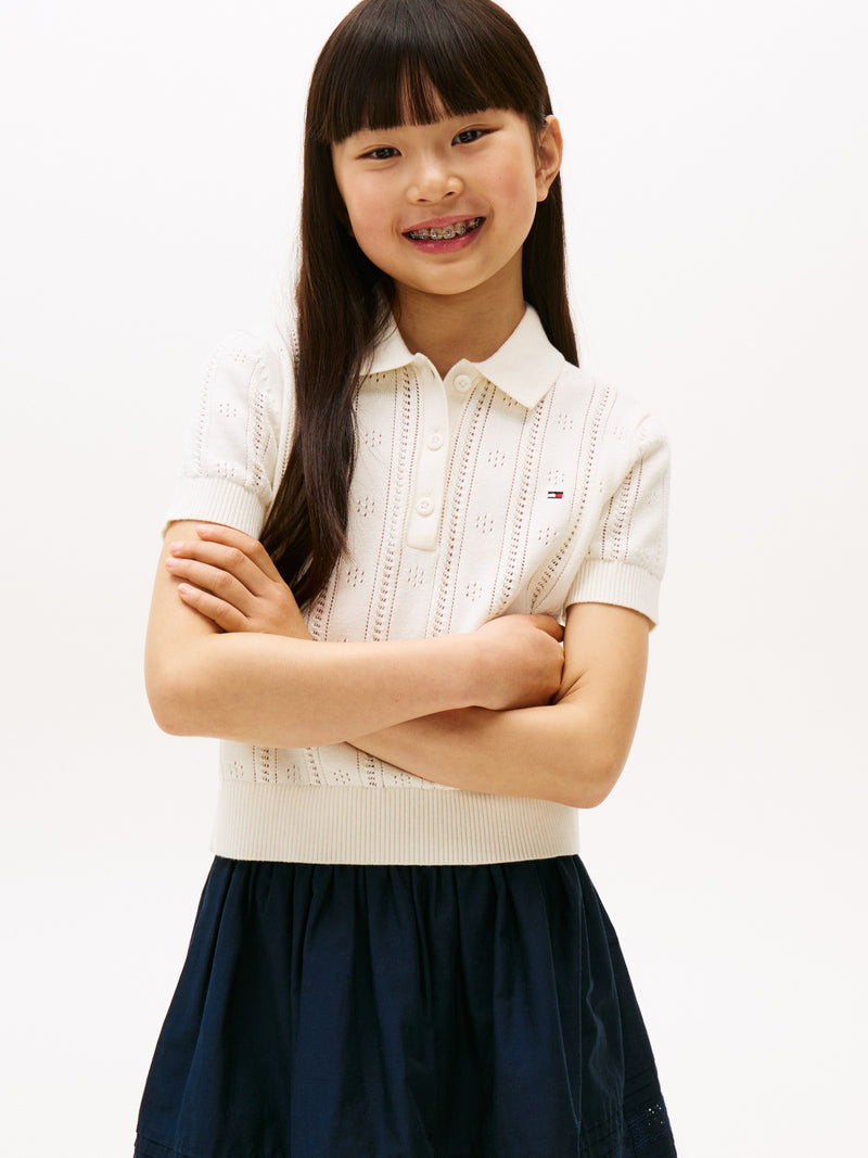 Kids Pointelle Polo Sweater