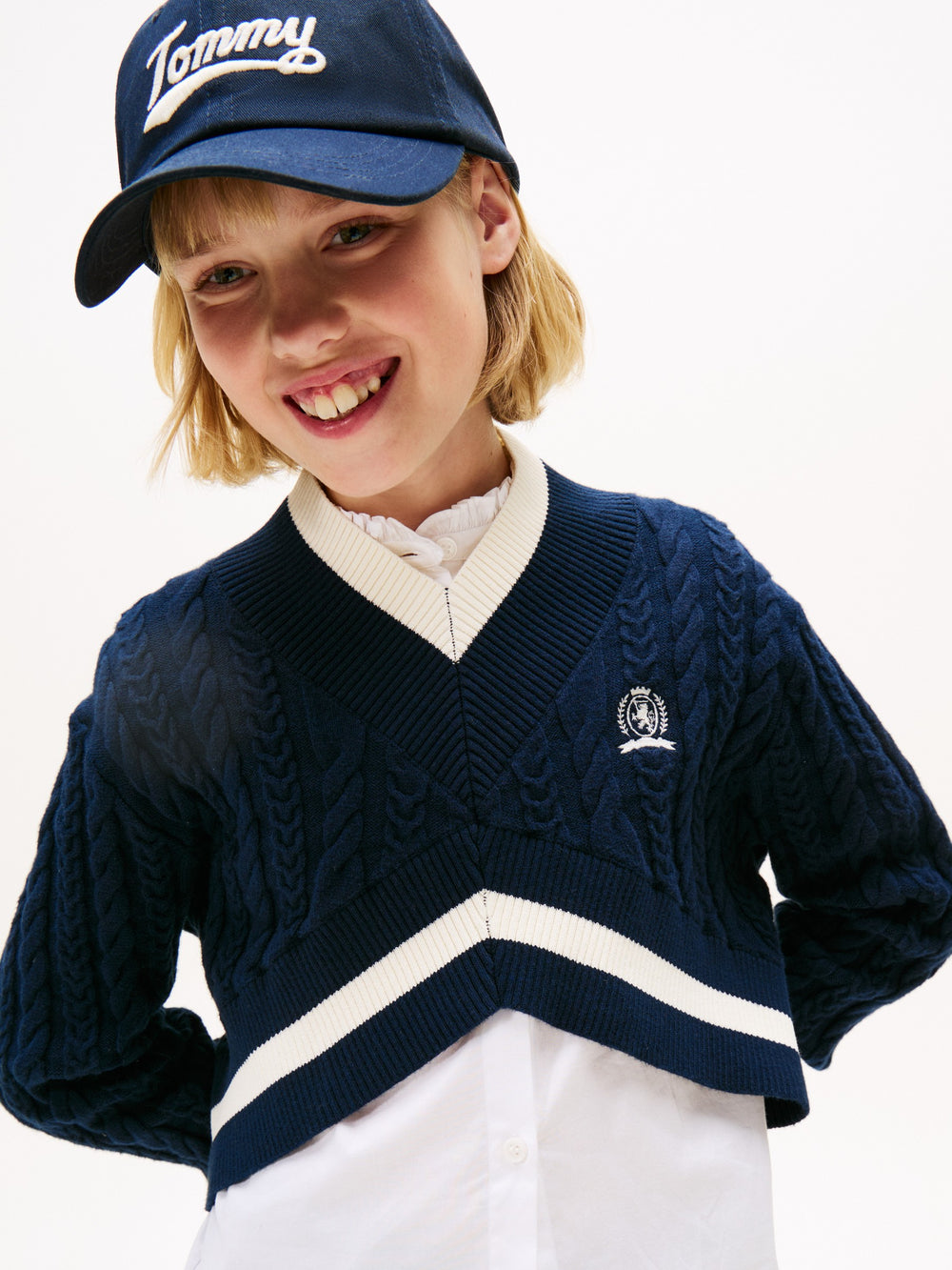 Kids Cable Knit Cropped Sweater