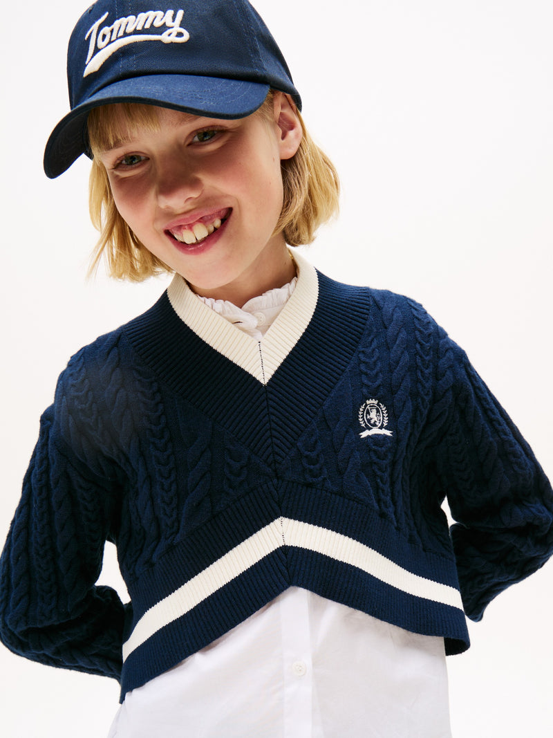 Kids Cable Knit Cropped Sweater