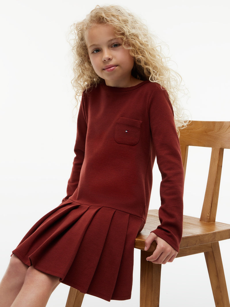 Kids Long-Sleeve Solid Knit Skater Dress