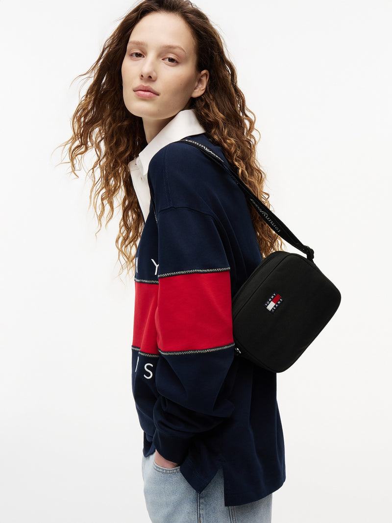 Solid Polyester Crossbody Bag
