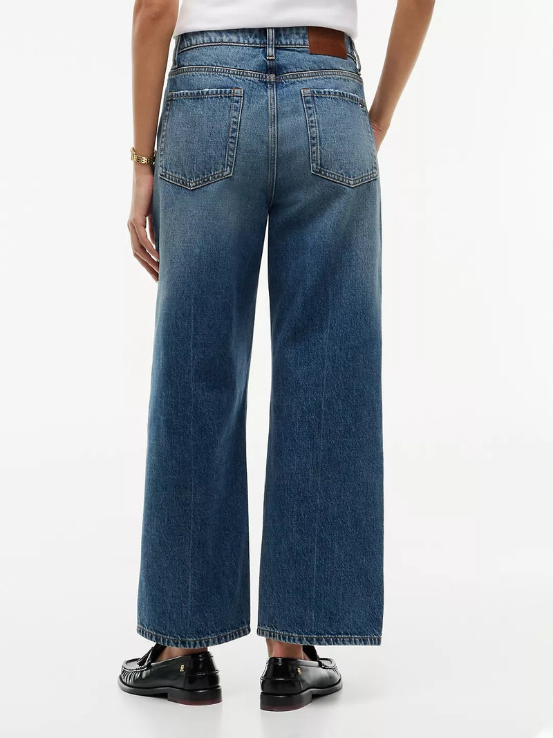 Women Mid Rise Mid Wash Wide Jeans