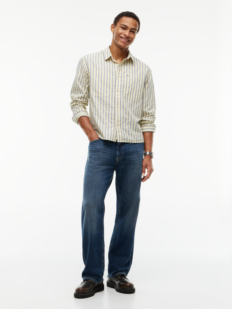 Boxy Fit Stripe Textured Shirt