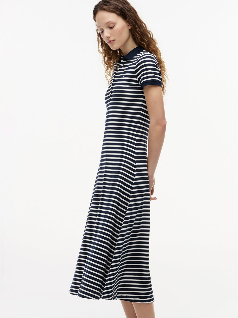Half Sleeve Stripe Pique F-and-F Polo Dress