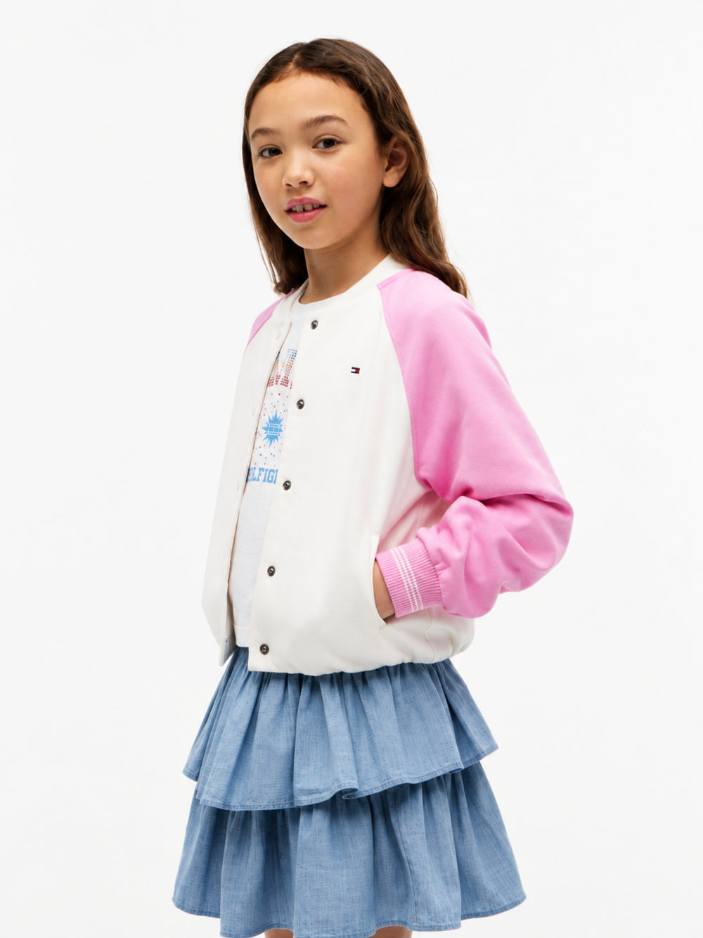 Kids Color Block Terry Bomber Jacket