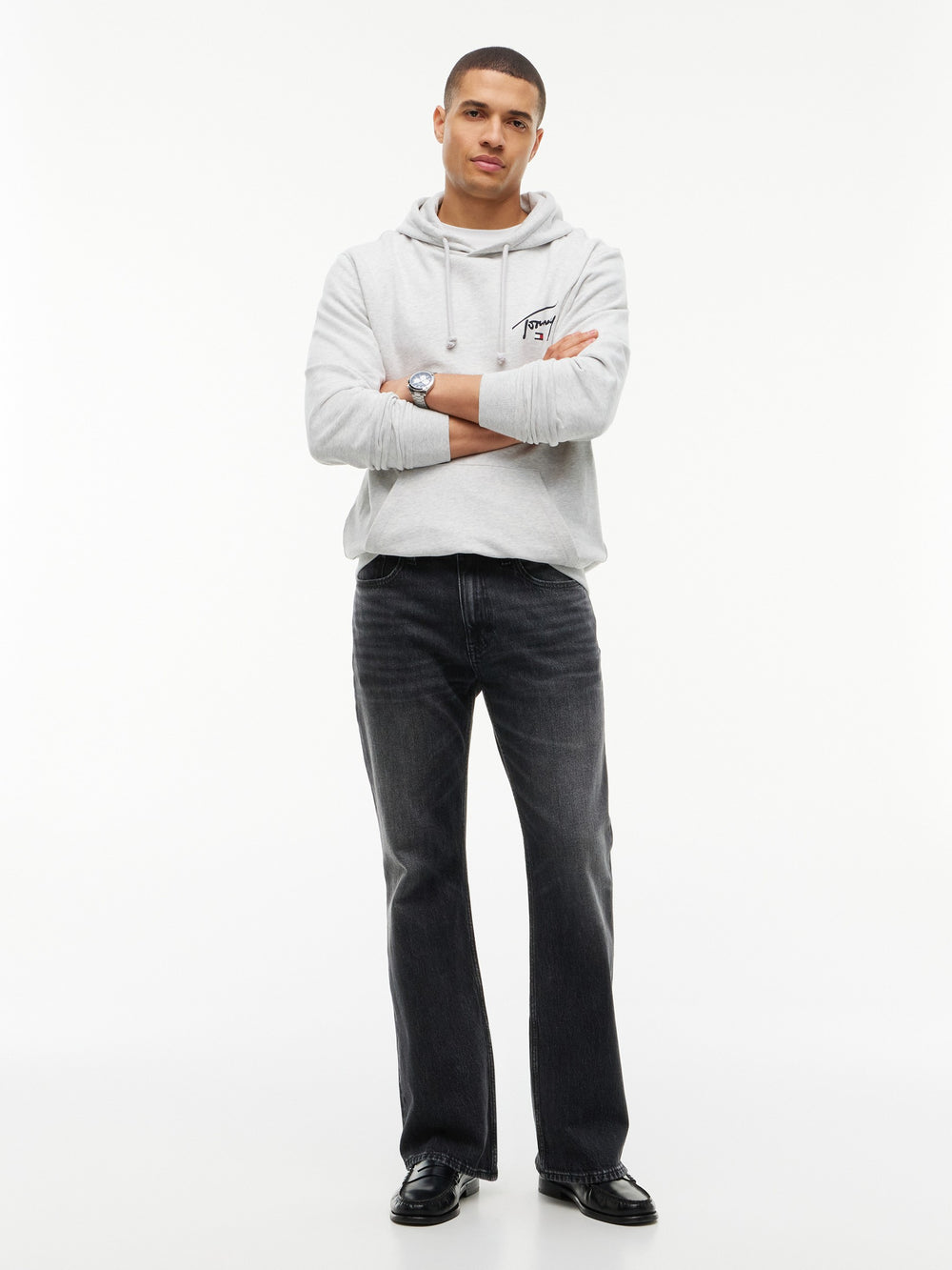 Men Ryan Bootcut Slim Bootcut Washed Black Jeans