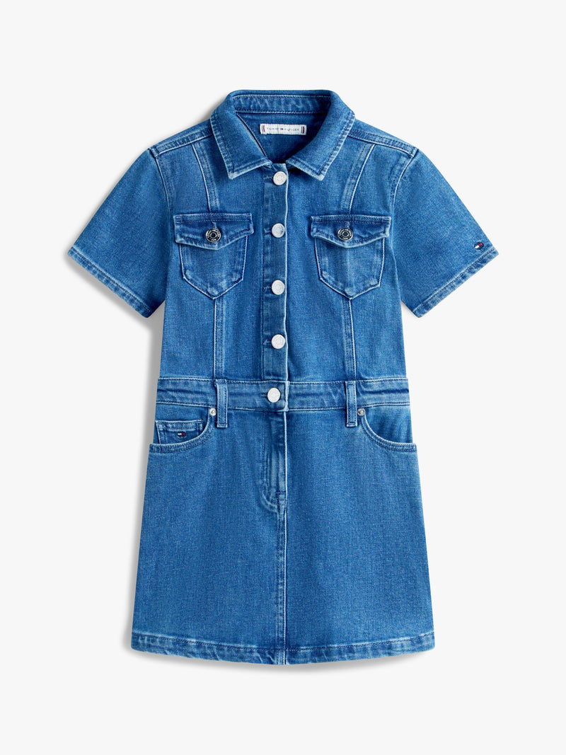Kids Solid Denim Dress