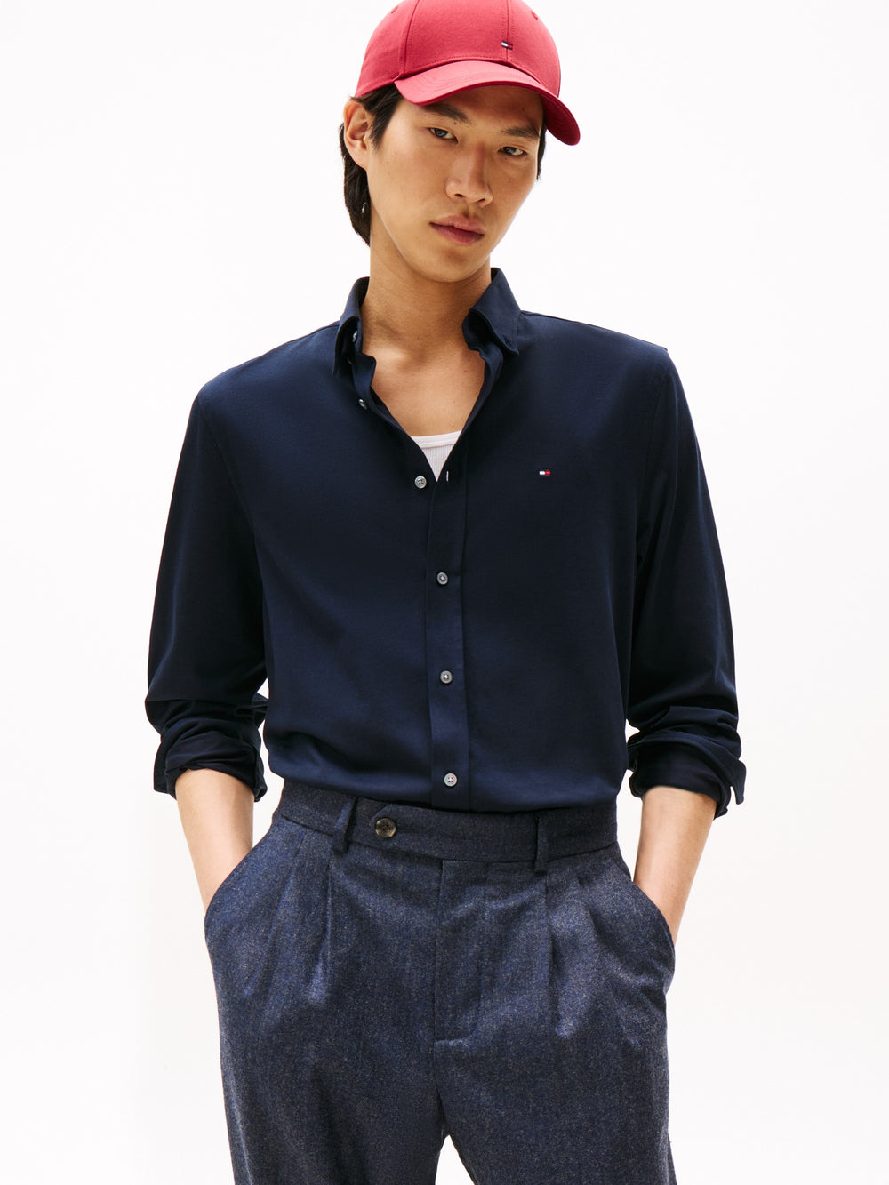 Slim Fit Solid Knit Shirt