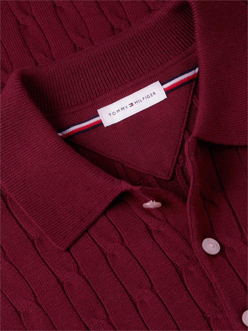 Cable Knit Button Placket Sweater