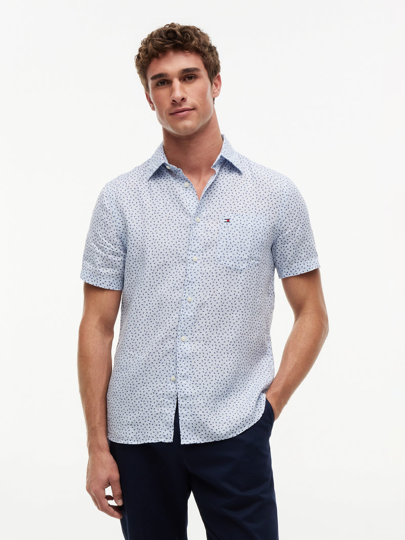 Regular Fit Print Linen Shirt