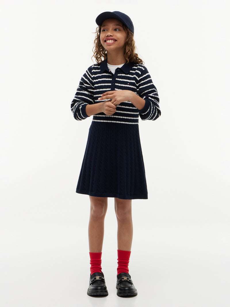 Kids Long-Sleeve Cable Sweater Dress