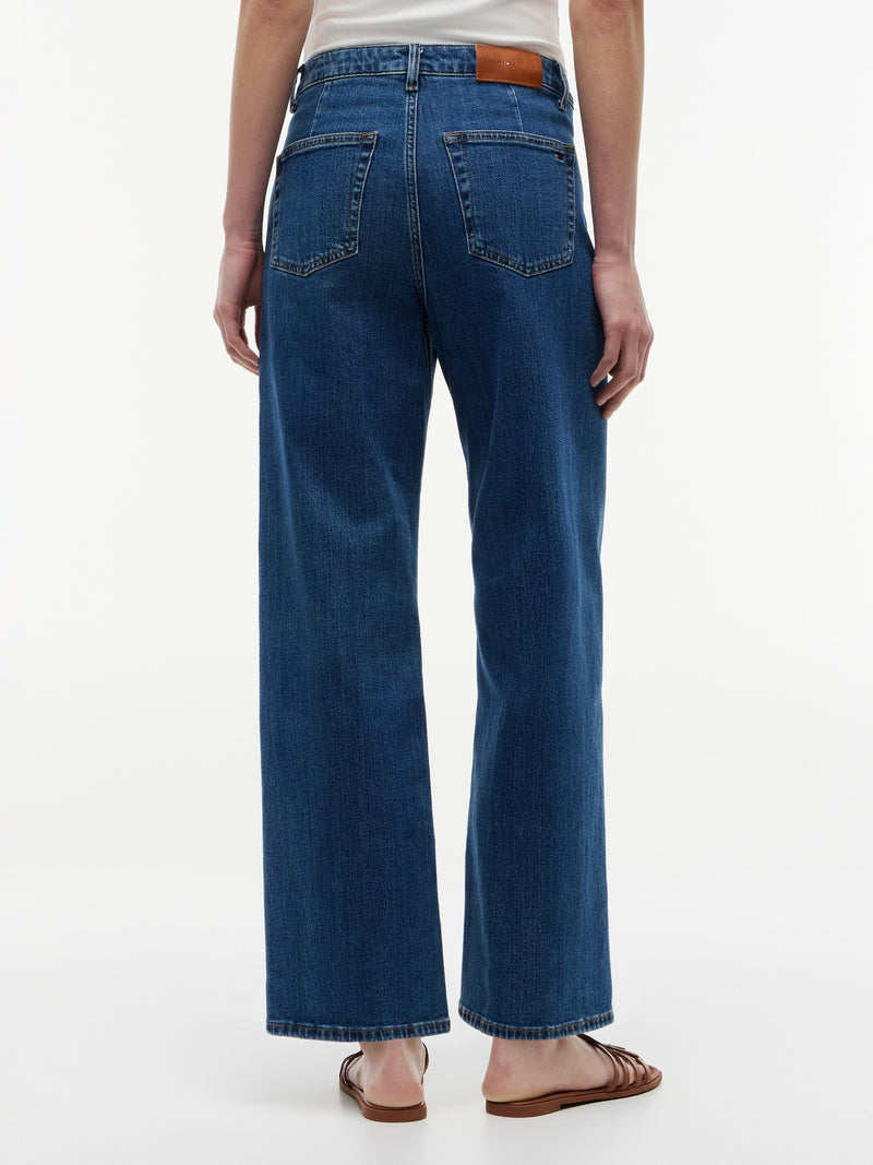 High Rise Dark Wash Stretch Wide Jeans