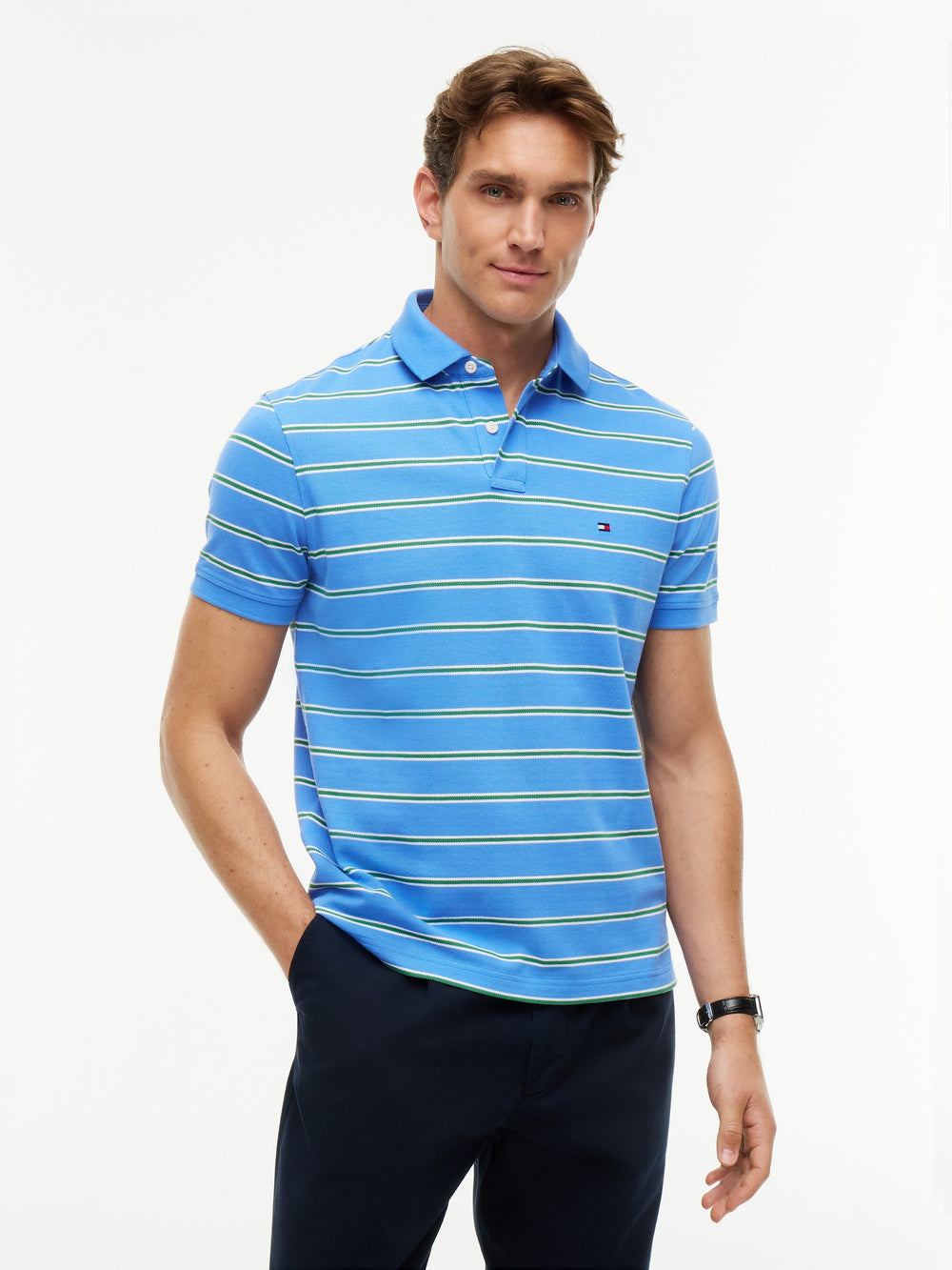 Regular Fit Striped Pique Polo