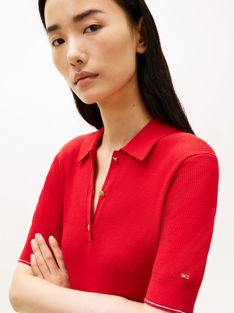 Three-Fourth Solid Cotton F and F Polo Dress