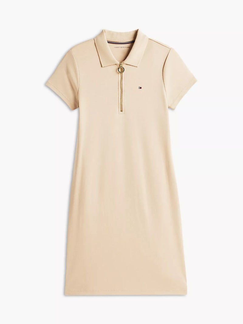 Half Sleeve Solid Fave Rib Bodycon Polo Dress