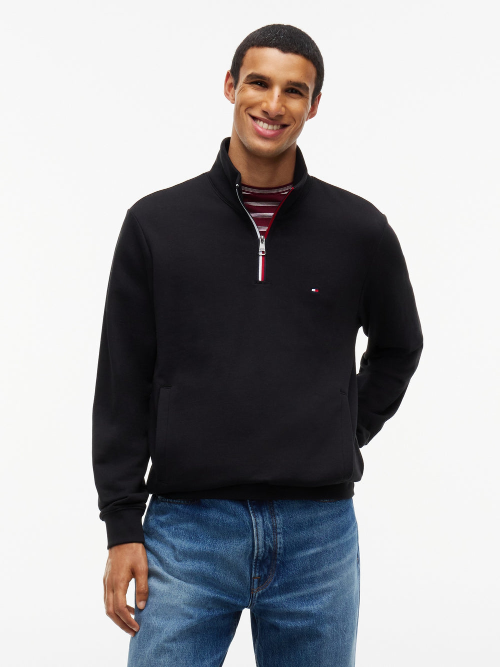 Regular Fit Quarter Zip Terry Sweatshirt
