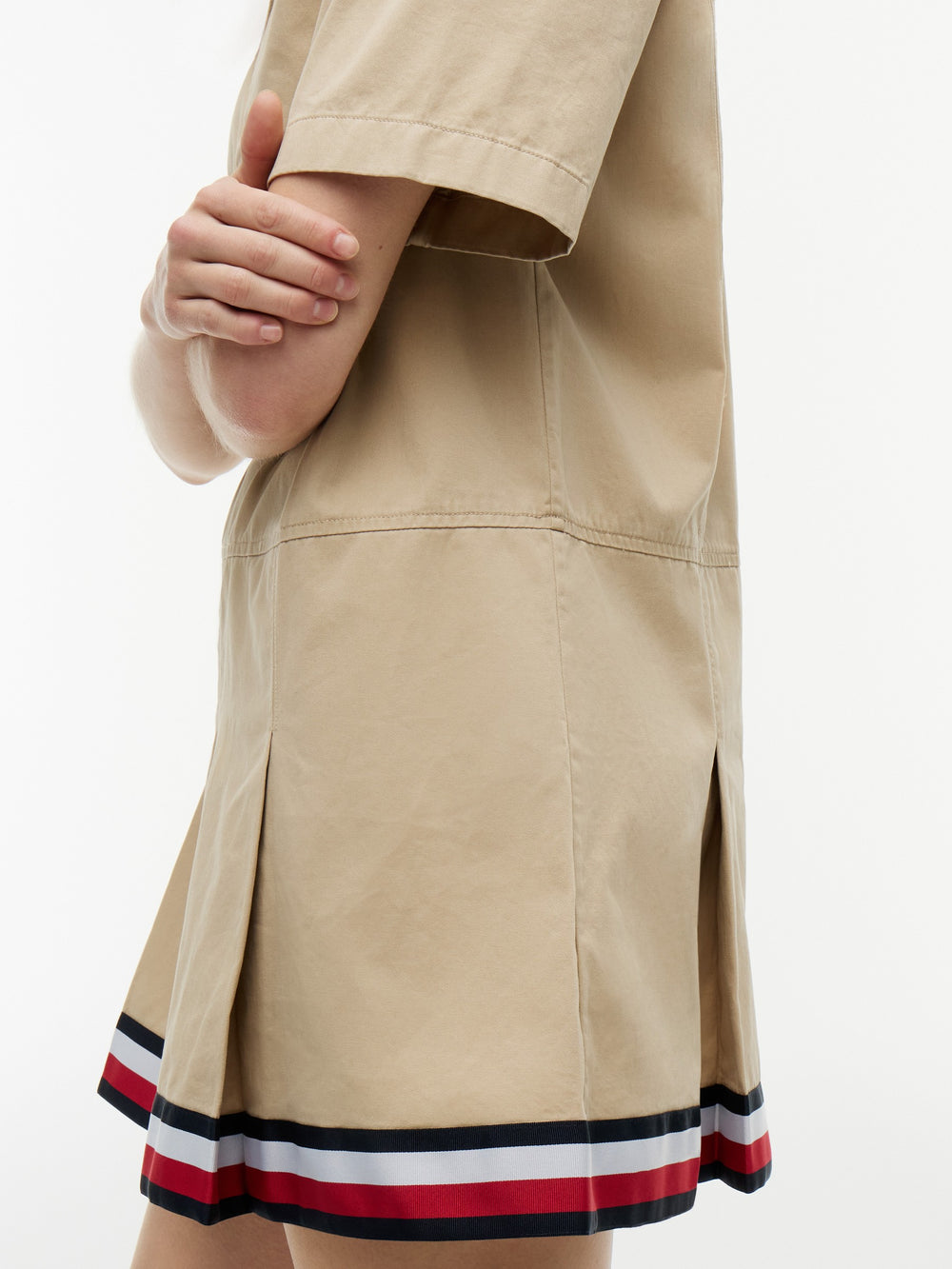 Half Sleeve Solid Cotton Shirt Dress