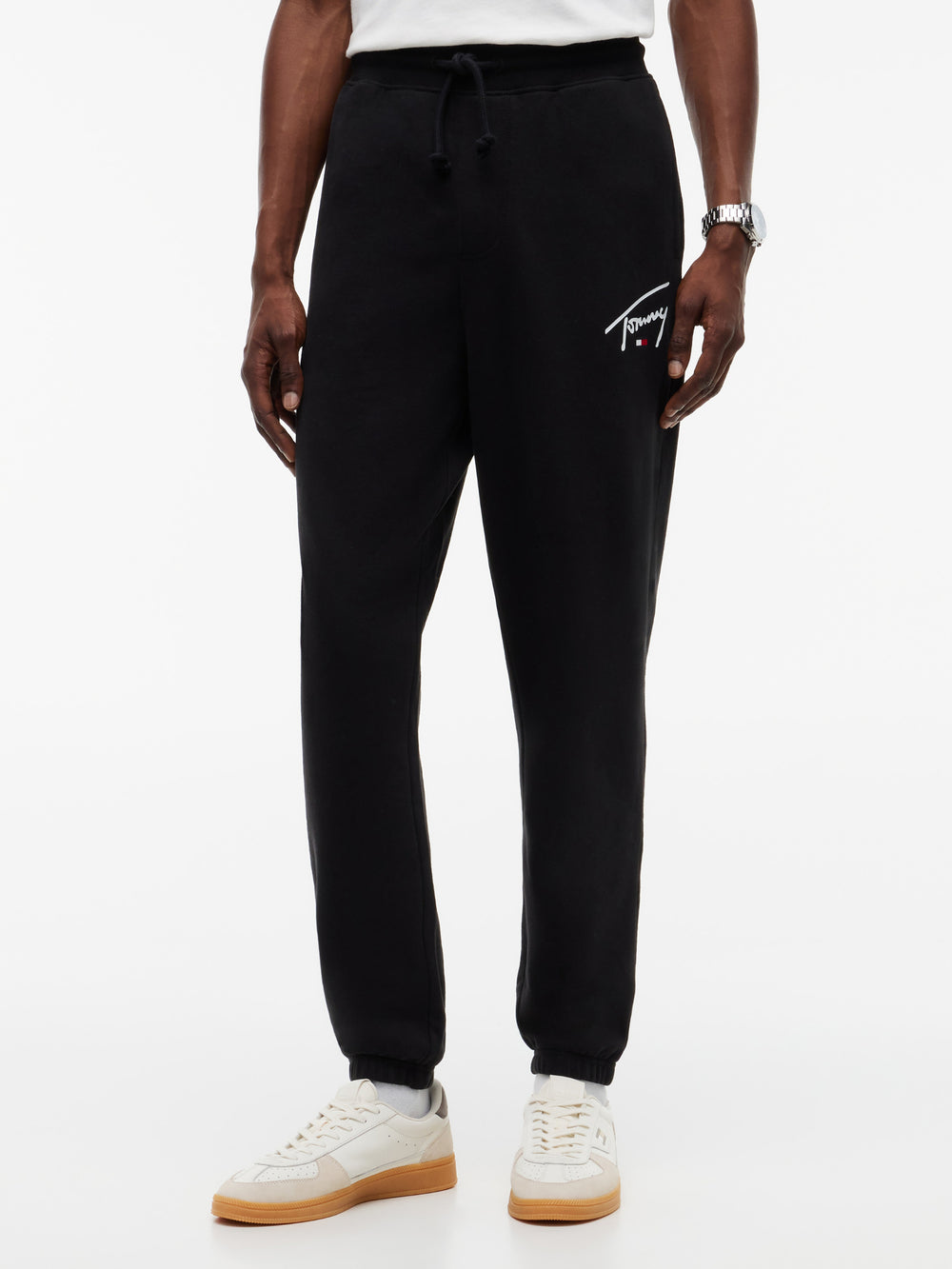 Regular Sueded Terry Black Track Pant