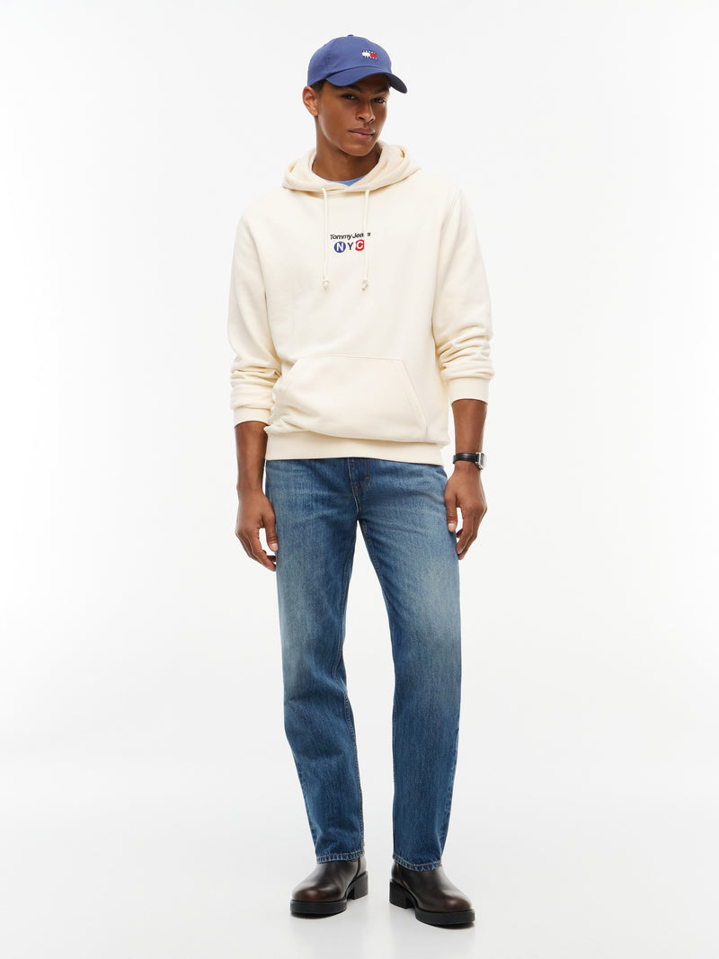 Regular Fit Diagonal Terry Hooded Sweatshirt