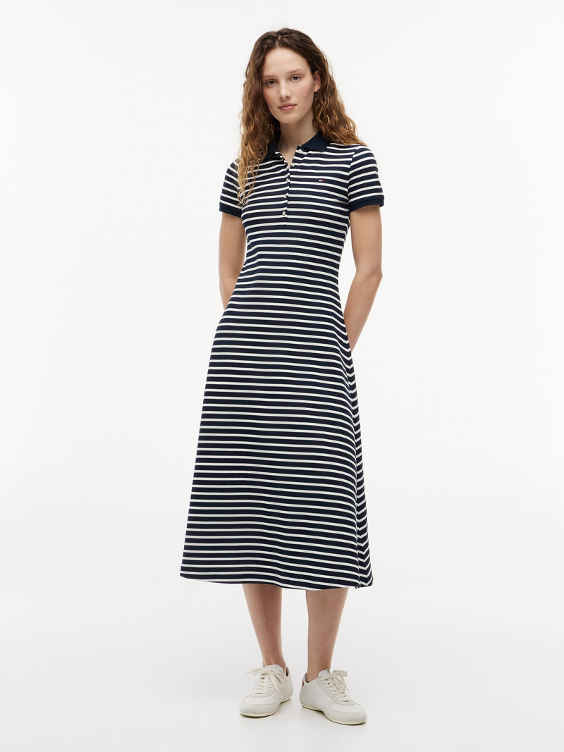 Half Sleeve Stripe Pique F-and-F Polo Dress