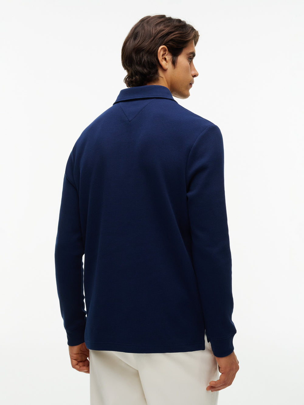 Long Sleeve Solid Textured Polo