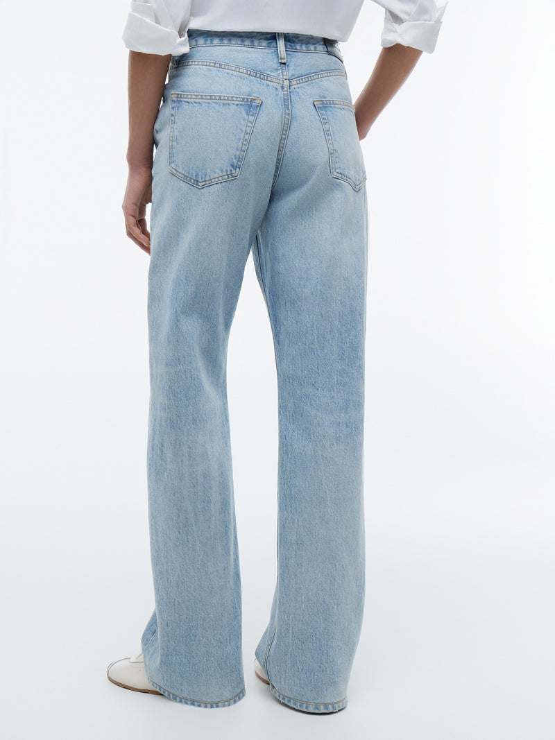 Mid Rise Light Wash Loose Straight Jeans