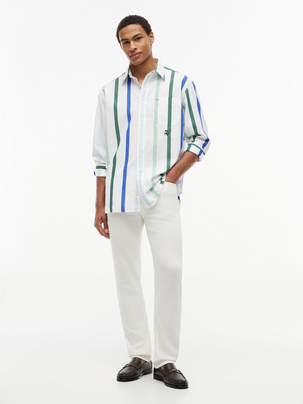 Boxy Fit Stripe Poplin Shirt